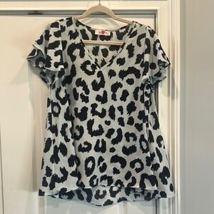 BuddyLove Stylish Black and Gray Leopard Print Women's Top